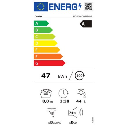 Candy RO 1284DWMT/1-S kaina ir informacija | Skalbimo mašinos | pigu.lt