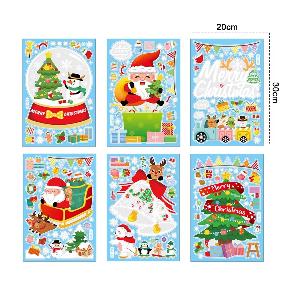 Kalėdų dekoracijos vandeniui atsparūs lipdukai ant langų 6vnt kaina ir informacija | Kalėdinės dekoracijos | pigu.lt