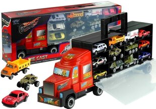 Набор из большого грузовика и 12 машинок, красный цена и информация | Игрушки для мальчиков | pigu.lt