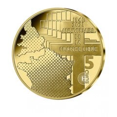 Kolekcinė 5 Eur moneta De Gaulle'is ir Čerčilis, auksinė kaina ir informacija | Numizmatika | pigu.lt