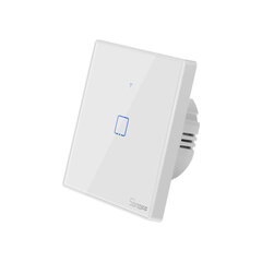 Sonoff TX T2 EU 1C 1-канальный умный настенный сенсорный выключатель света WiFi + RF (белый, с рамкой) цена и информация | Выключатели, розетки | pigu.lt