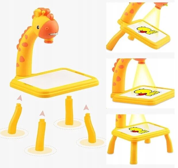 Vaikiškas piešimo projektorius, geltona žirafa kaina ir informacija | Lavinamieji žaislai | pigu.lt