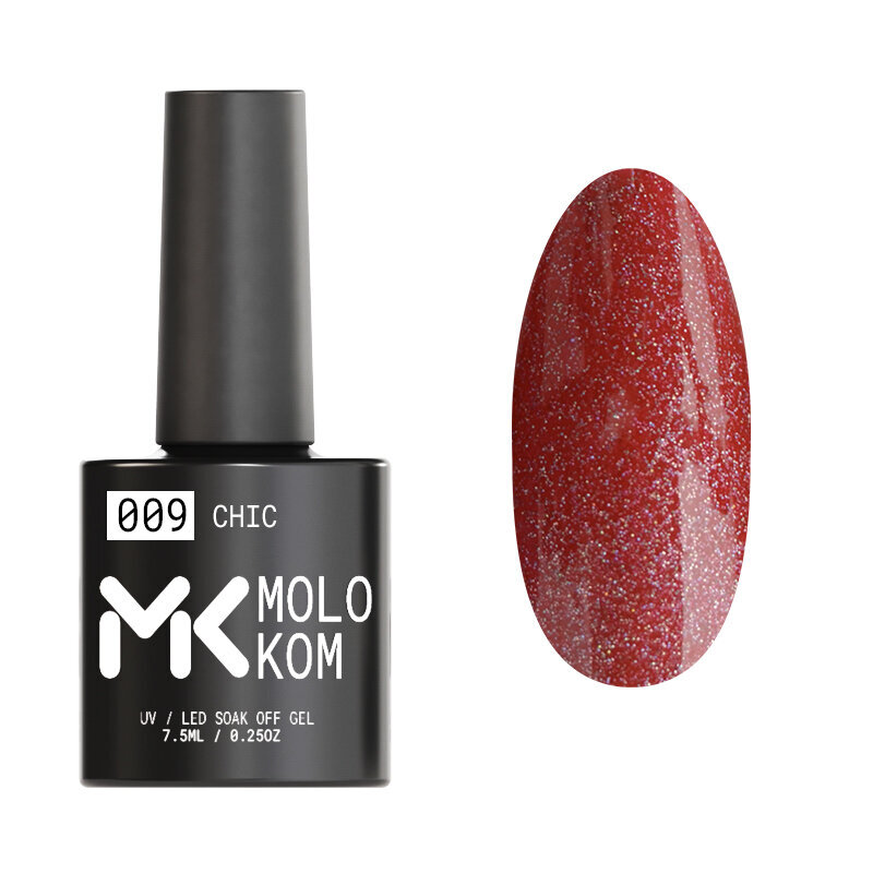 Gelinis nagų lakas Molokom Chic 009, 7,5 ml kaina ir informacija | Nagų lakai, stiprintojai | pigu.lt