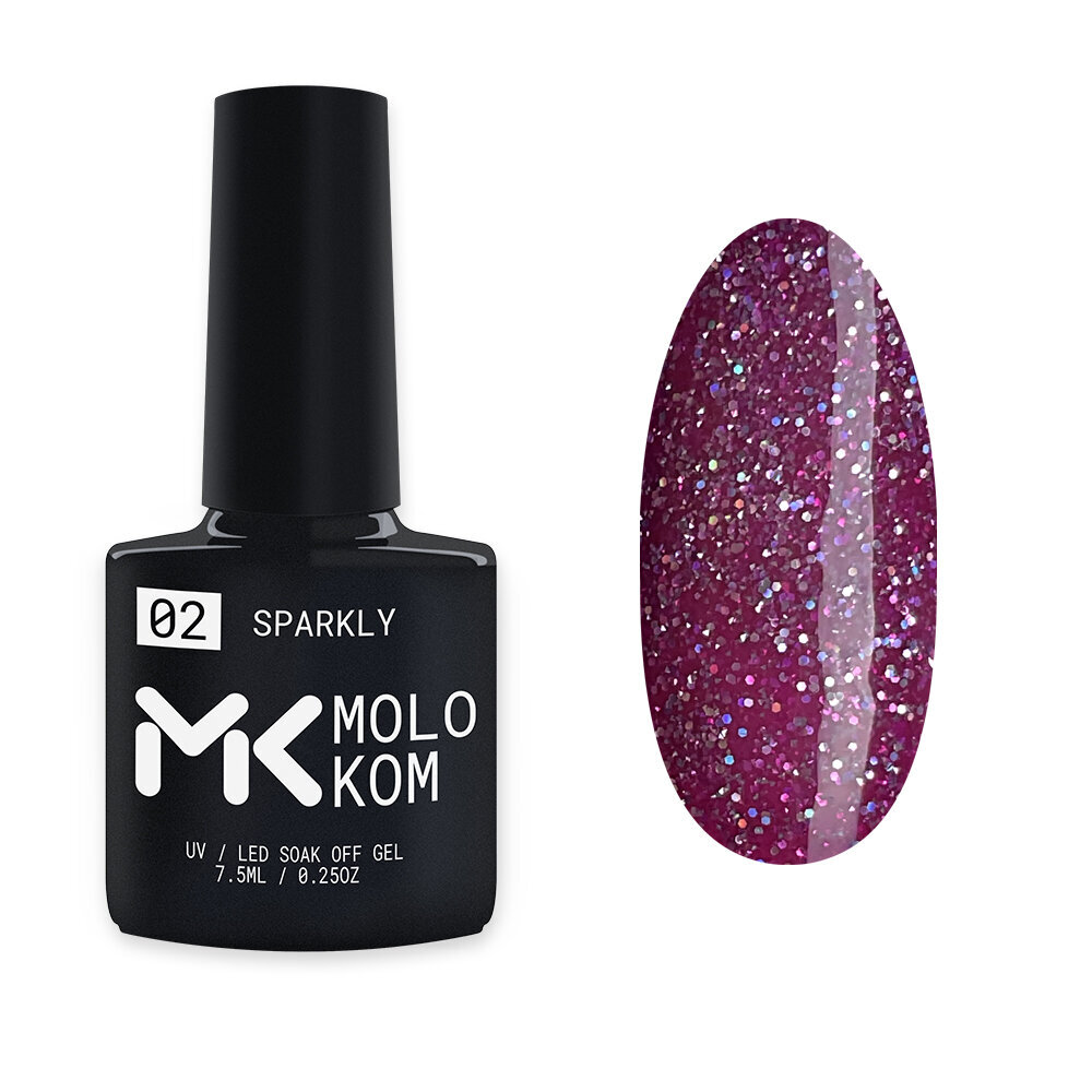 Gelinis nagų lakas Molokom Sparkly 02, 7,5 ml kaina ir informacija | Nagų lakai, stiprintojai | pigu.lt