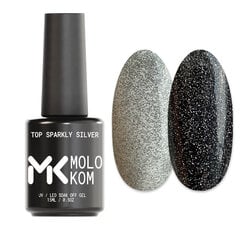Верхнее покрытие  MOLOKOM Top Sparkly, Silver, 15 мл цена и информация | Лаки, укрепители для ногтей | pigu.lt