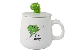 Keraminis puodelis su dinozauru, baltas kaina ir informacija | Taurės, puodeliai, ąsočiai | pigu.lt