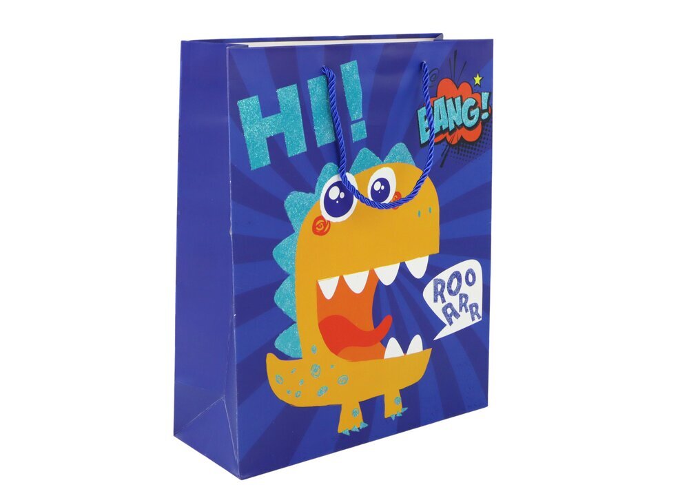 Dovanų maišelis Dinozauras, mėlynas цена и информация | Dovanų pakavimo priemonės | pigu.lt