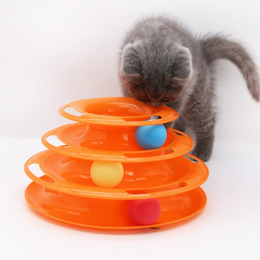 Trisluoksnis sukamas žaislas katėms, oranžinis kaina ir informacija | Žaislai katėms | pigu.lt