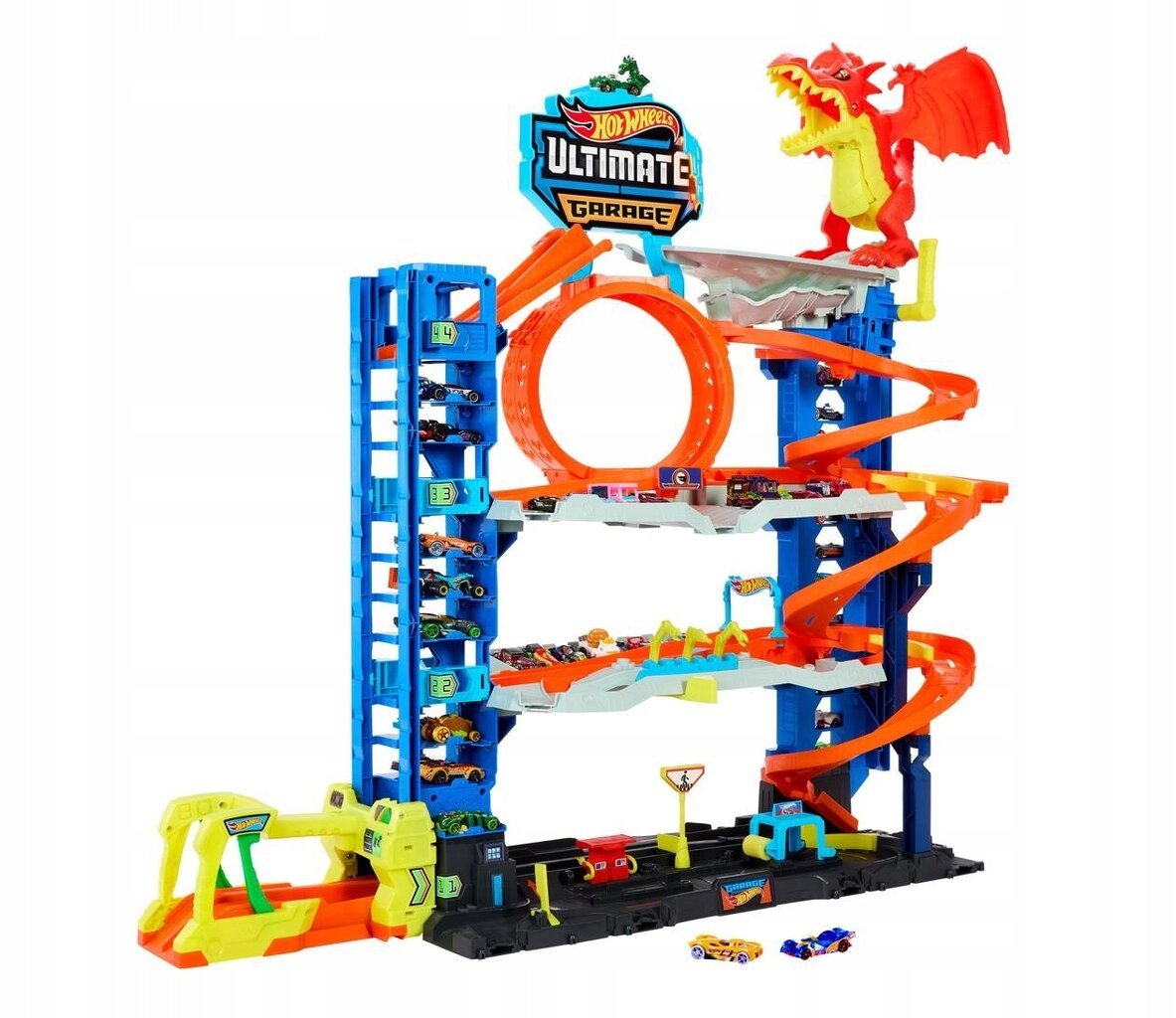 Trasa - garažas Hot Wheels City Mega Garage Dragon Attack HKX48 kaina ir informacija | Žaislai berniukams | pigu.lt