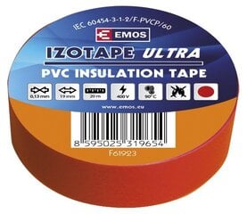 PVC izoliacinė juosta Izotape Ultra 19/20 (raudona) kaina ir informacija | Mechaniniai įrankiai | pigu.lt