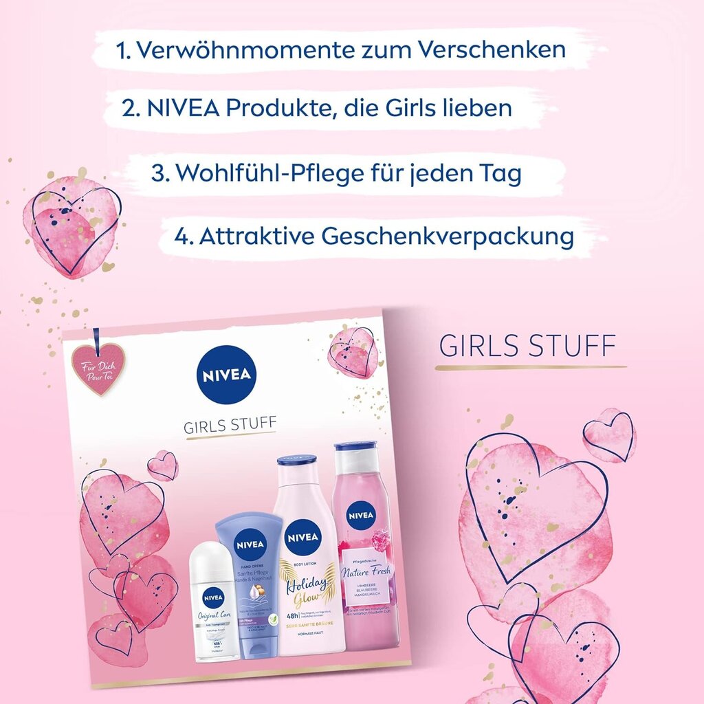 Kosmetikos rinkinys Nivea Girls Stuff moterims kaina ir informacija | Dušo želė, aliejai | pigu.lt