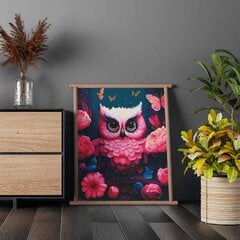 Алмазная мазаика Розовая сова, 40*50 см цена и информация | Алмазная мозаика | pigu.lt
