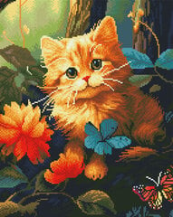 Алмазная мозайка «Котёнок в лесу», 40х50 см цена и информация | Алмазная мозаика | pigu.lt