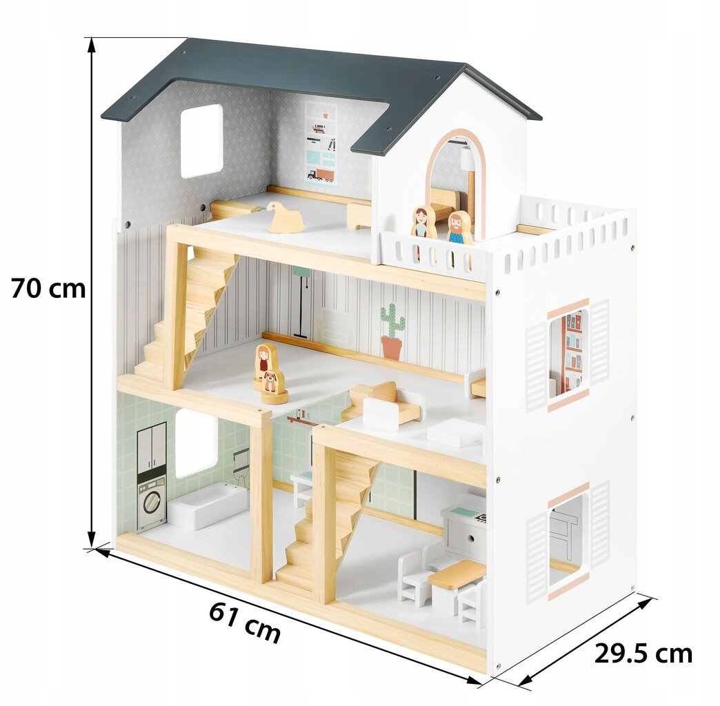 Medinis lėlių namelis Mamabrum, 70cm kaina ir informacija | Žaislai mergaitėms | pigu.lt