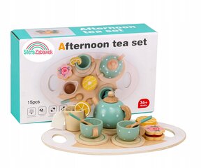 Деревянный голубой чайный набор, 15 шт. цена и информация | Игрушки для девочек | pigu.lt