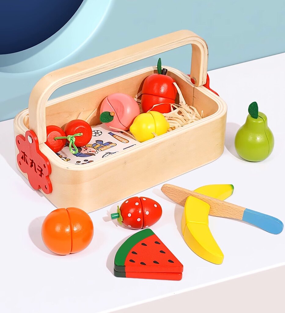 Žaislinis medinių vaisių rinkinys dėžutėje kaina ir informacija | Žaislai mergaitėms | pigu.lt