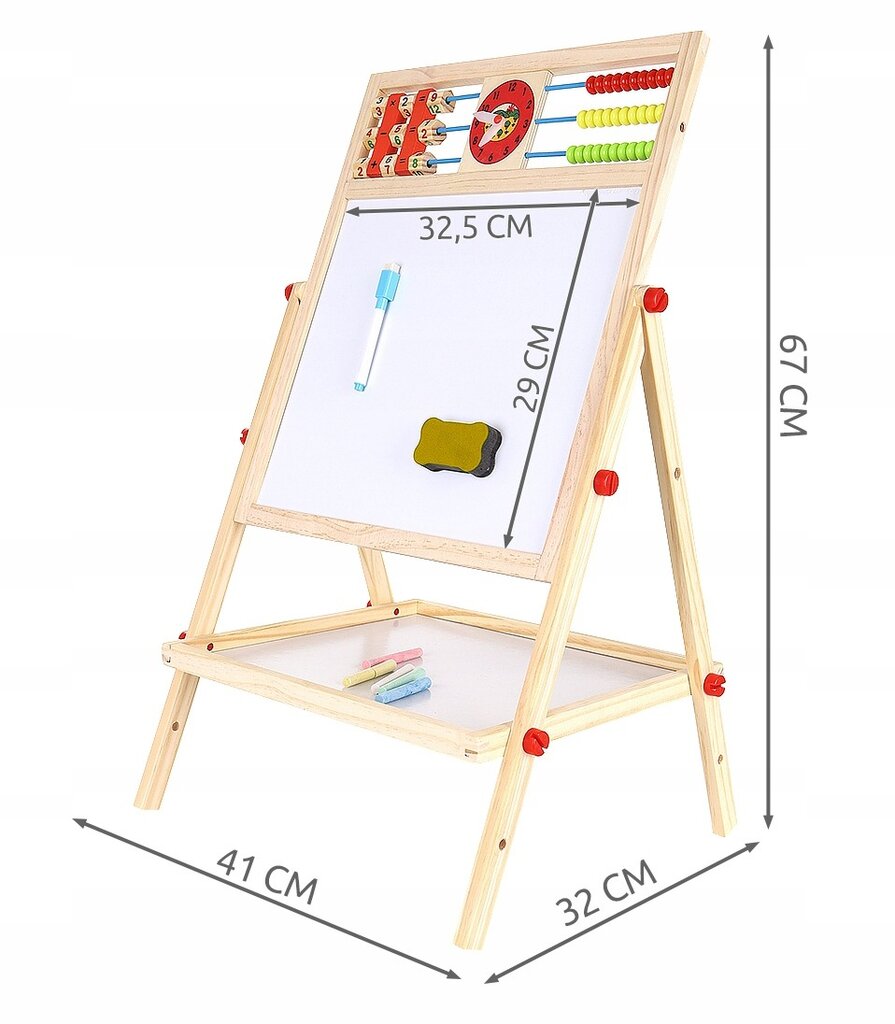 Dvipusė piešimo lenta Kruzzel, 41x67cm kaina ir informacija | Lavinamieji žaislai | pigu.lt
