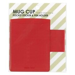 Prilimpantis rašiklio laikiklis su kišenėle Nakabayashi Mug Cup DMS-LR, L dydis, raudonas цена и информация | Канцелярские товары | pigu.lt