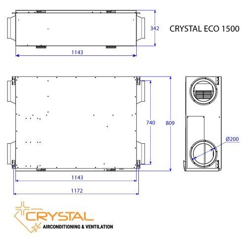 Crystal ECO 1500 rekuperatorius kaina ir informacija | Kondicionieriai, šilumos siurbliai, rekuperatoriai | pigu.lt