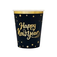 Vienkartiniai popieriniai puodeliai Happy New Year, 220 ml kaina ir informacija | Vienkartiniai indai šventėms | pigu.lt