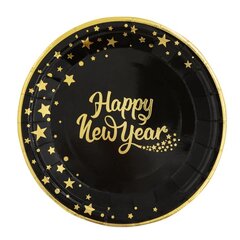 Одноразовые бумажные тарелки Happy New Year, 18 см цена и информация | Праздничная одноразовая посуда | pigu.lt