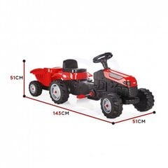 Педальный трактор GoTrac с прицепом, красный цена и информация | Игрушки для мальчиков | pigu.lt