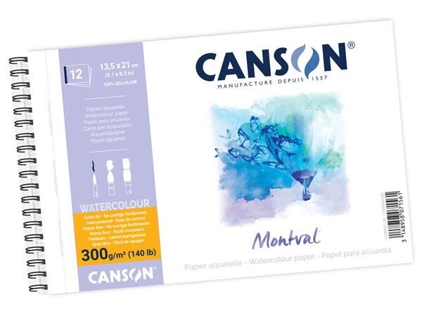 Akvarelinio popieriaus sąsiuvinis Canson Montval, 12 lapų цена и информация | Sąsiuviniai ir popieriaus prekės | pigu.lt