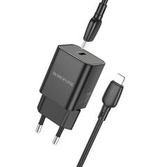 Borofone Wall charger BN13 Safety - Type C - PD 30W with Type C to Lightning cable black цена и информация | Зарядные устройства для телефонов | pigu.lt