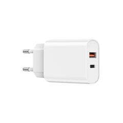 WIWU wall charger Wi-U002 PD + QC 20W 1x USB 1x USB-C white цена и информация | Зарядные устройства для телефонов | pigu.lt