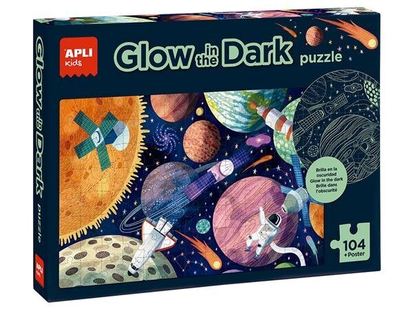 Dėlionė Saulės sistema Glow in the Dark Apli Kids, 104d. kaina ir informacija | Dėlionės (puzzle) | pigu.lt