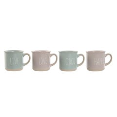 Набор из 4 кружек Mug DKD Home Decor Розовый Зеленый Темно-серый 300 мл цена и информация | Стаканы, фужеры, кувшины | pigu.lt