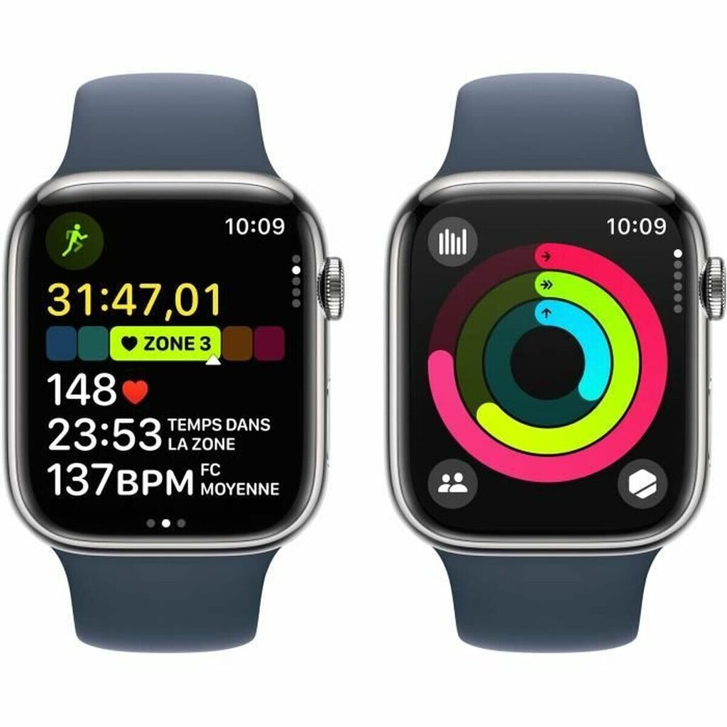 Apple Watch Series 9 45mm Silver Stainless Steel/Storm Blue Sport Band kaina ir informacija | Išmanieji laikrodžiai (smartwatch) | pigu.lt