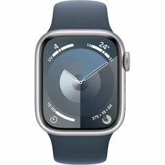 Apple Watch Series 9 GPS 41mm Silver Aluminium Case with Storm Blue Sport Band - M/L MR913ET/A цена и информация | Смарт-часы (smartwatch) | pigu.lt