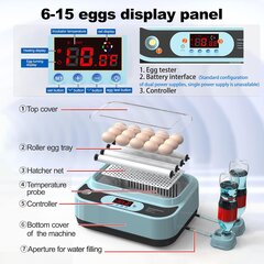 Kiaušinių inkubatorius su automatiniu temperatūros ir drėgmės reguliavimu Ouyoland, 6-15 kiaušinių kaina ir informacija | Prekės ūkiniams gyvūnams | pigu.lt