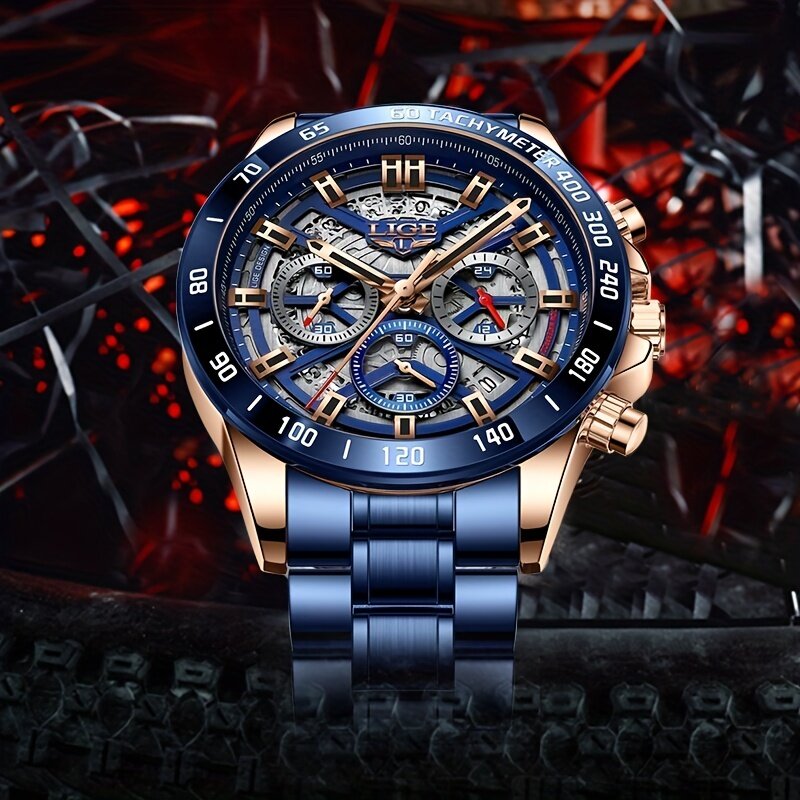 Elegantiškas Vandeniui Atsparus Laikrodis Vyrams LIGE 841 цена и информация | Vyriški laikrodžiai | pigu.lt