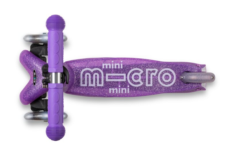 Triratis vaikiškas paspirtukas Micro Mini Deluxe Fairy Glitter LED, violetinis kaina ir informacija | Paspirtukai | pigu.lt