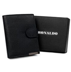 Мужской кошелек из натуральной кожи Ronaldo, черный цена и информация | Мужские кошельки | pigu.lt