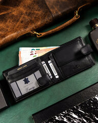 Мужской кошелек из натуральной кожи Rovicky, черный цена и информация | Мужские кошельки | pigu.lt