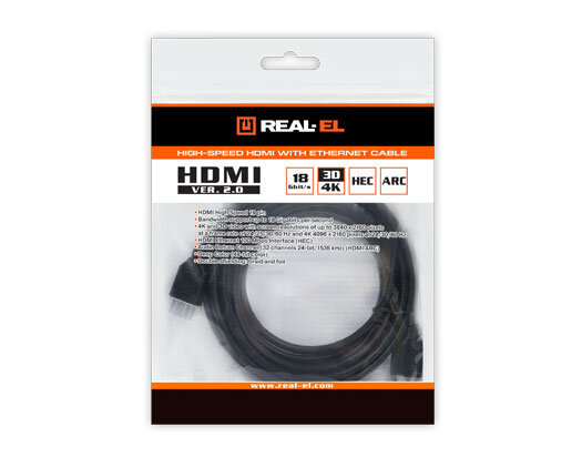 HDMI Ver. 2,0 MM, 4M, Real-El kaina ir informacija | Adapteriai, USB šakotuvai | pigu.lt