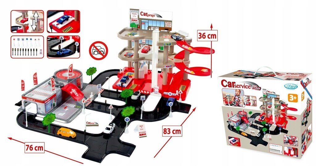 3 lygių automobilių stovėjimo aikštelė su garažu Mochtoys kaina ir informacija | Žaislai berniukams | pigu.lt