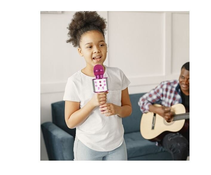 Belaidis karaoke mikrofonas  Izoxis,rožinis kaina ir informacija | Mikrofonai | pigu.lt