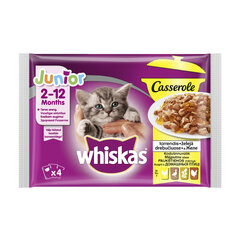 Šlapias paukštienos ėdalas WHISKAS Casserole jaunoms katėms, 4 x 85g kaina ir informacija | Konservai katėms | pigu.lt