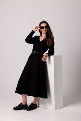 B241 Платье-конверт с завязывающимся поясом - черный цена и информация | Платья | pigu.lt