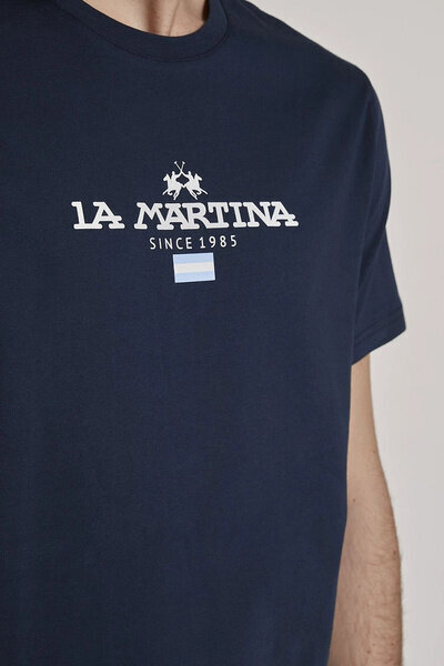 Marškinėliai vyrams La Martinas 46953-6, mėlyni цена и информация | Vyriški marškinėliai | pigu.lt