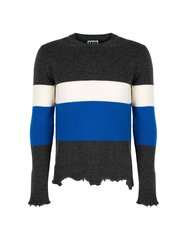 Les Hommes Свитер - UHK105-643U | Round Neck Sweater Breast Stripes - БелыйСинийСерый  regular fit UHK105-643U | Round Neck Sweater Breast Stripes цена и информация | Мужской джемпер | pigu.lt