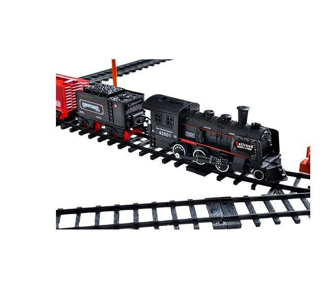 Elektrinis vaikiškas traukinukas su geležinkelio bėgiais ir garais kaina ir informacija | Žaislai berniukams | pigu.lt