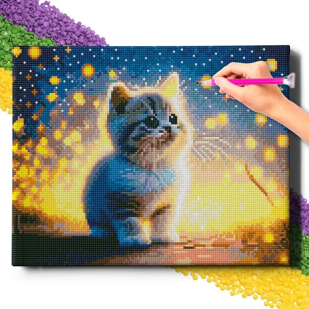 Deimantinė mozaika 5D Diamond Painting Oh Art! Kačiukas, 30x40 cm цена и информация | Deimantinės mozaikos | pigu.lt
