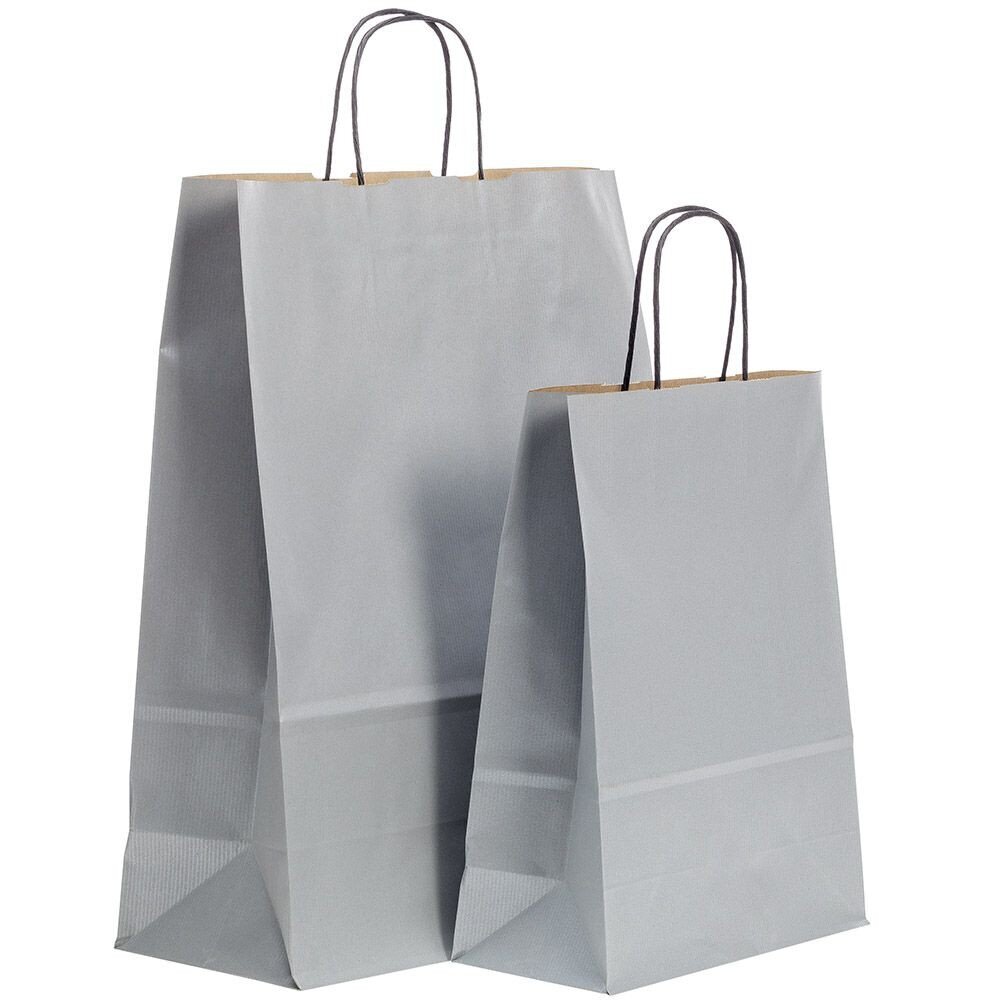 Popierinis maišelis Twist, sidabrinis kaina ir informacija | Dovanų pakavimo priemonės | pigu.lt