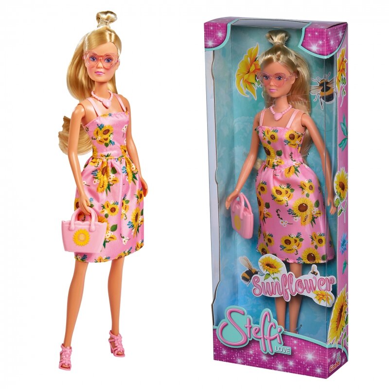 Lėlė Steffi Love su spalvinga saulėgrąžų suknele, Simba kaina ir informacija | Žaislai mergaitėms | pigu.lt