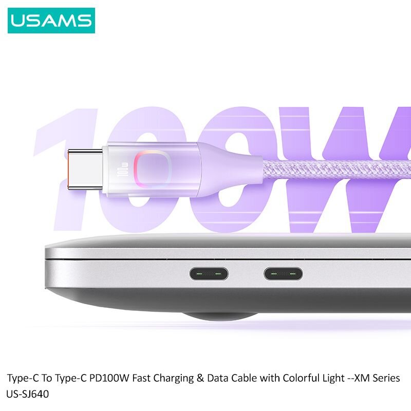 USAMS XM Series 100W PD type-C to type-C 1.2M цена и информация | Laidai telefonams | pigu.lt